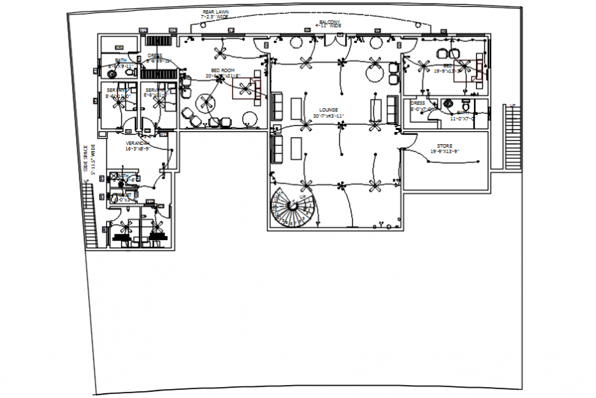 Residential house electrical layout plan cad drawing details dwg file
