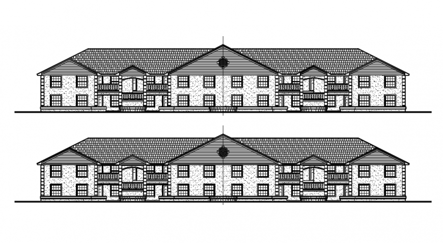 Residential House Elevation Detail in Autocad drawing