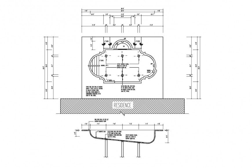 Residential house existence floor plan cad drawing details dwg file