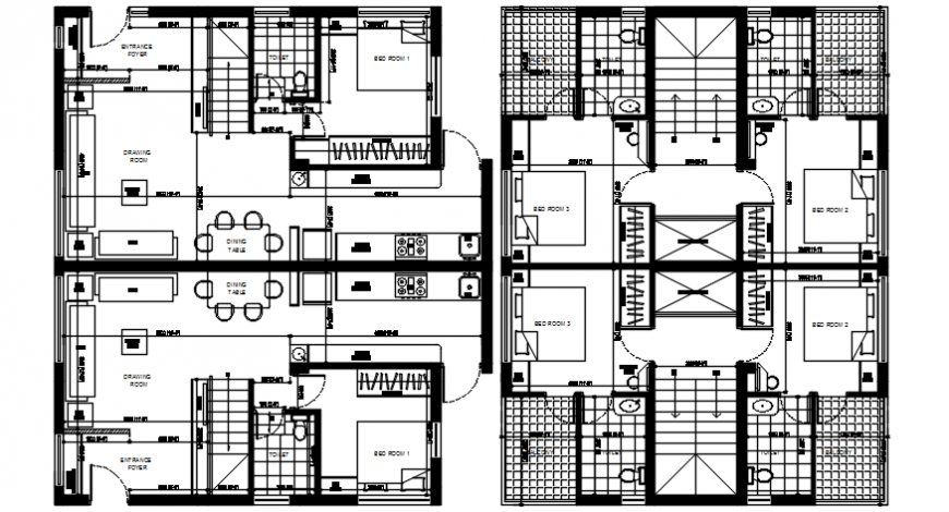 Residential house floor layout plan with furniture cad drawing details dwg file