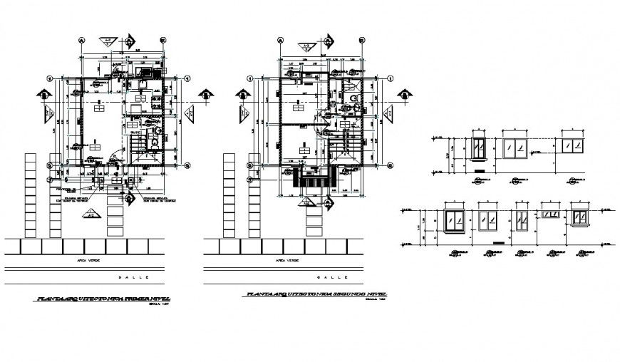 Residential house floor plan and door and window details dwg file