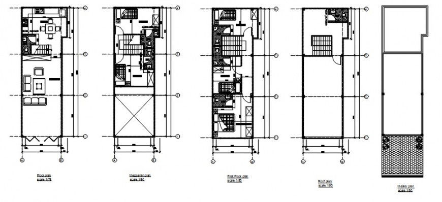 Residential house floor plan and structure plan cad drawing details dwg file