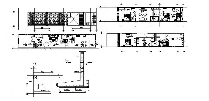 Residential house floor plan and wall structure details dwg file
