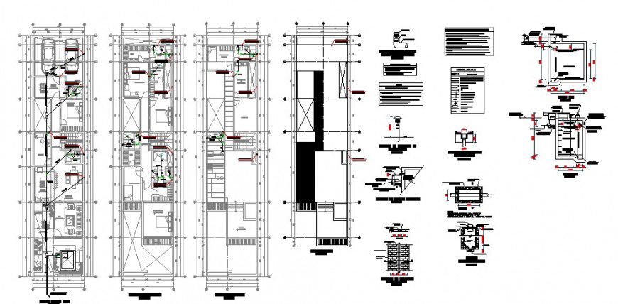Residential house floor plan drawing details with sanitary installation dwg file