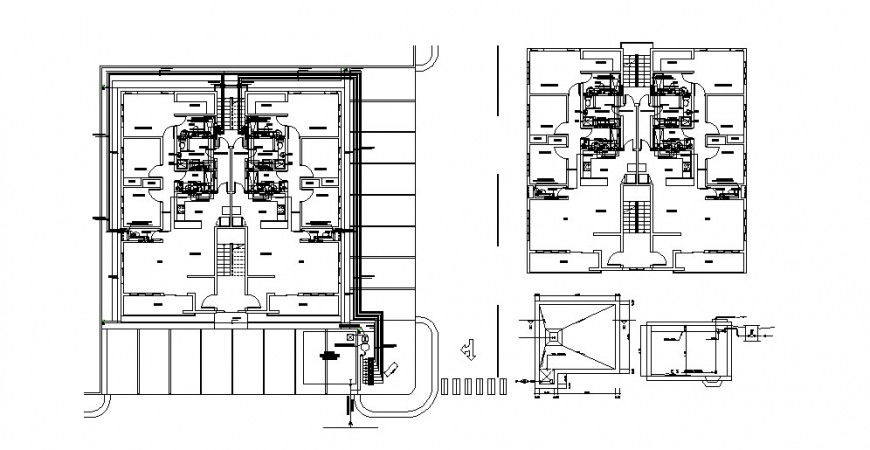 Residential house floors and sanitary installation drawing details dwg file