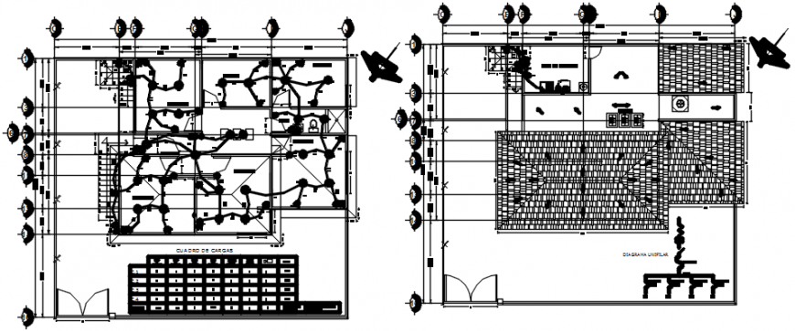 Residential house floors layout plan and electrical installation details dwg file