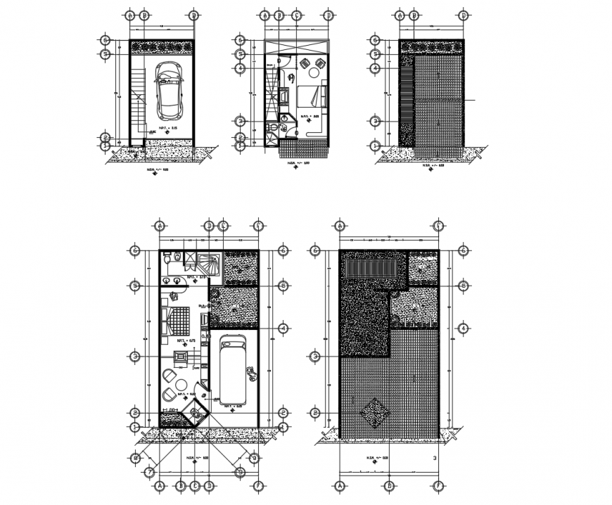 Residential house floors layout plan cad drawing details dwg file