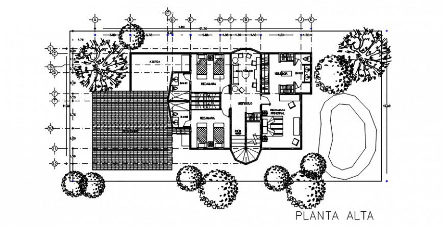 Residential house ground floor plan cad drawing details dwg file