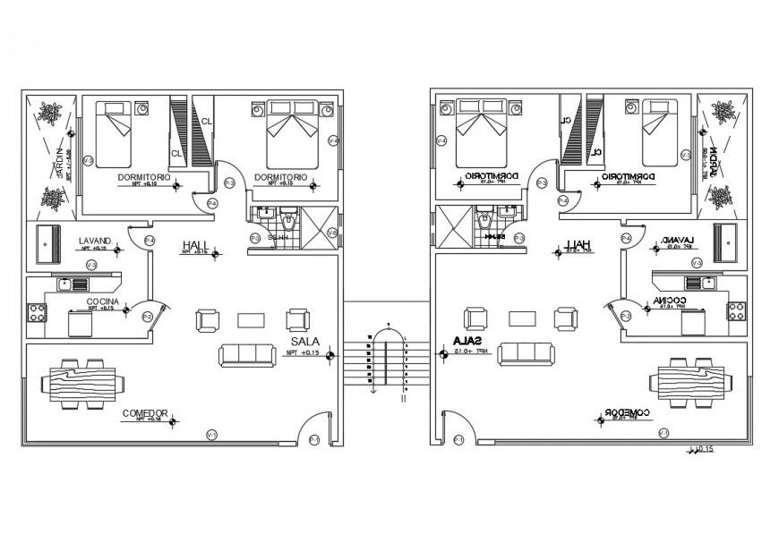 Residential house in flat architecture layout plan details dwg file