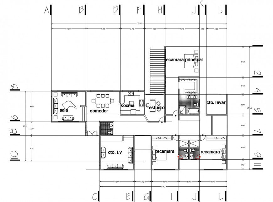 Residential house indoor church distribution plan drawing details dwg file
