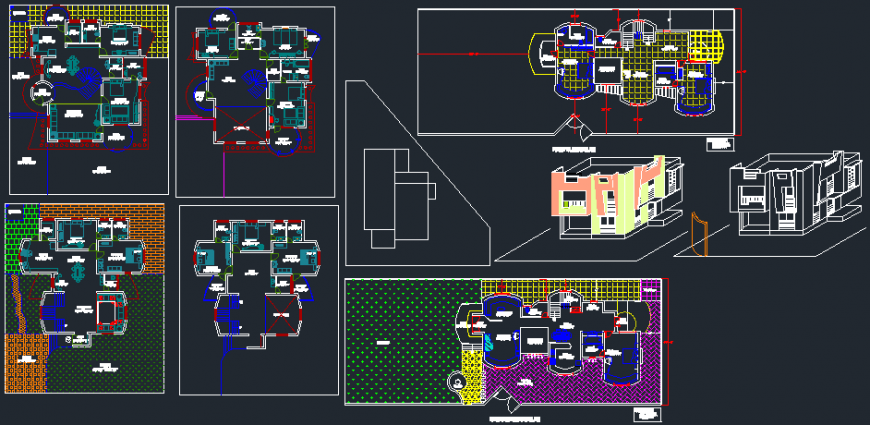 Residential house isometric elevation and floor plan cad drawing details dwg file
