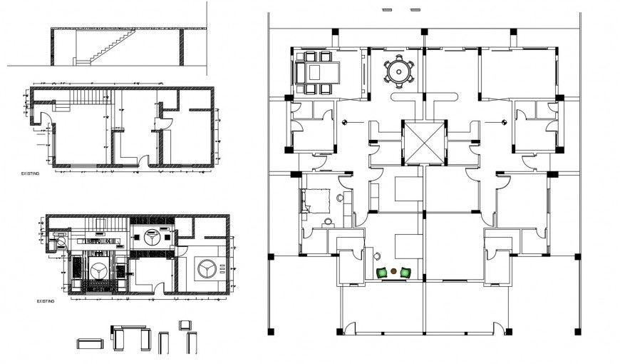Residential house layout plan, ceiling plan and structure cad drawing details dwg file