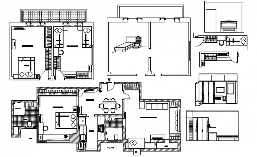 Residential house layout plan with bedroom plan cad drawing details dwg file
