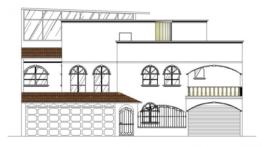 Residential house main elevation cad drawing details dwg file