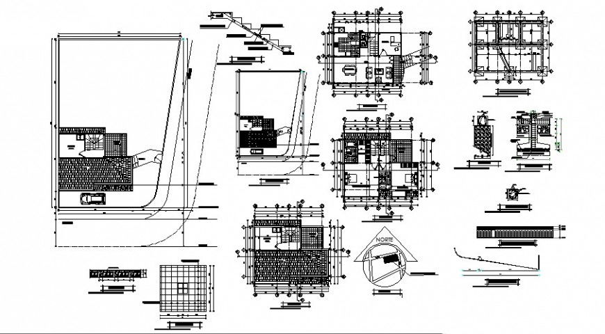 Residential house plan and construction units details in autocad