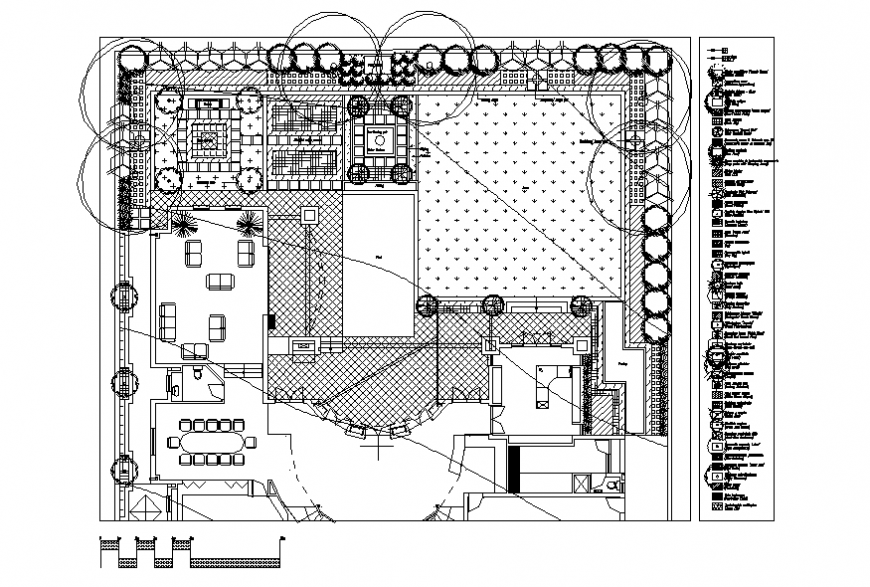 Residential house plan and landscaping structure details dwg file