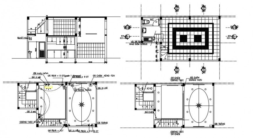 Residential house section, plan and structure drawing details dwg file