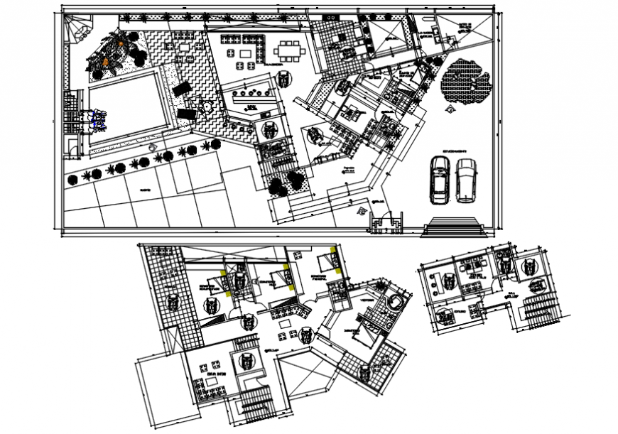 Residential house site layout plan and floor plan distribution drawing details dwg file