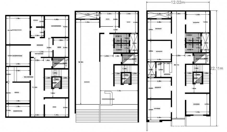 Residential house three floor plan and structure details dwg file