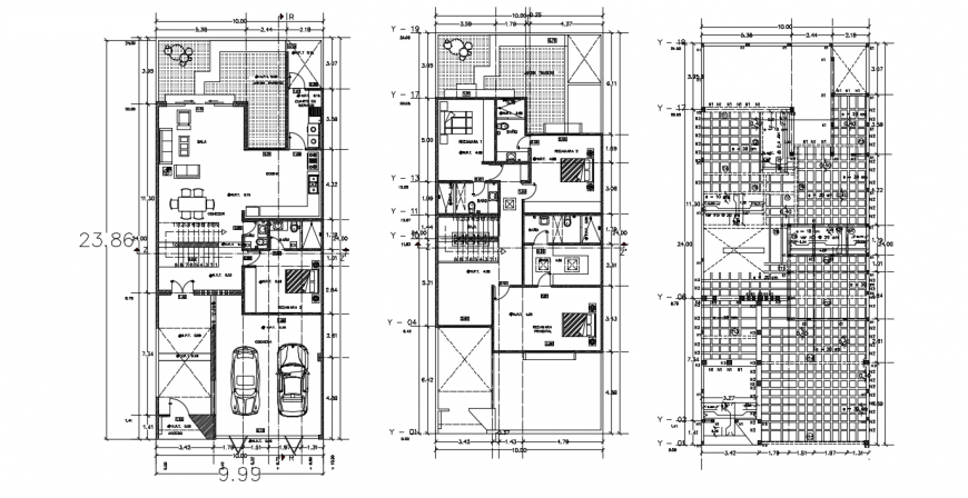 Residential house two floor distribution and cover plan drawing details dwg file
