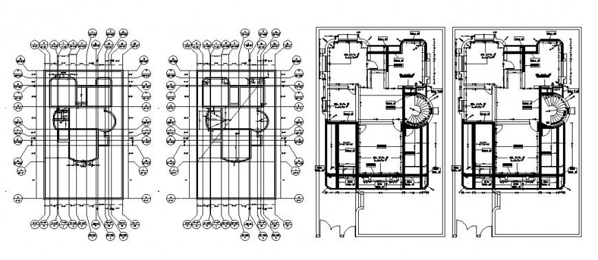 Residential house two floor plan and framing plan structure cad drawing details dwg file