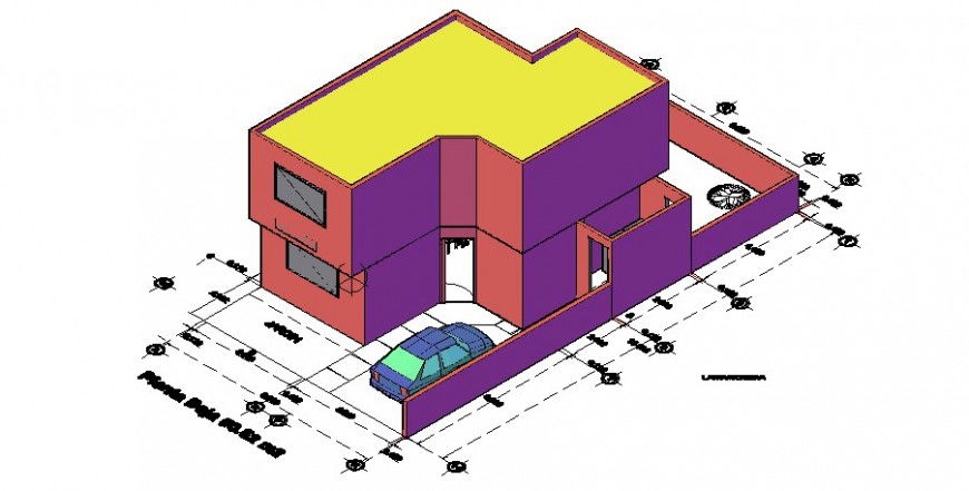 Residential house two levels 3d model cad drawing details dwg file