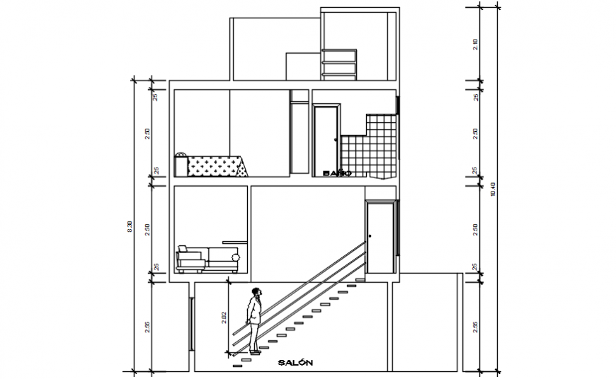 Residential house with salon main section cad drawing details dwg file