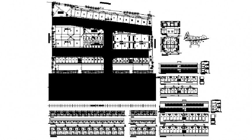 Residential houses blocks site plan and landscaping details dwg file