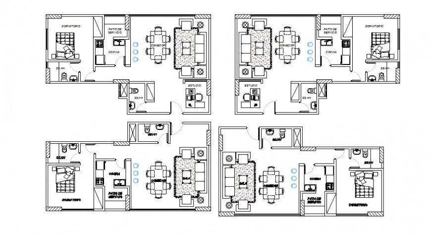 Residential houses of apartment building layout plan cad drawing details dwg file