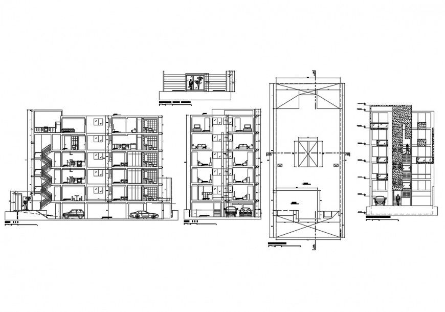 Residential housing apartment building section and auto-cad details dwg file