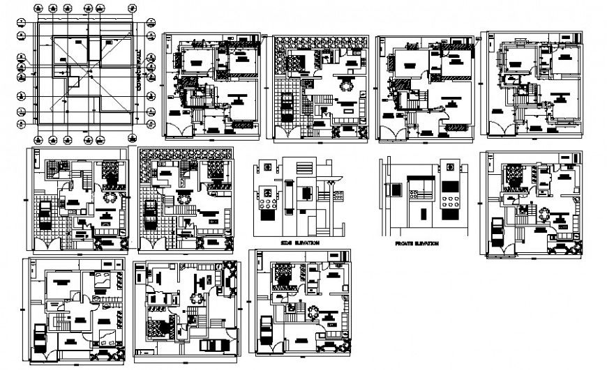 Residential housing apartment drawings details plan and elevation dwg file