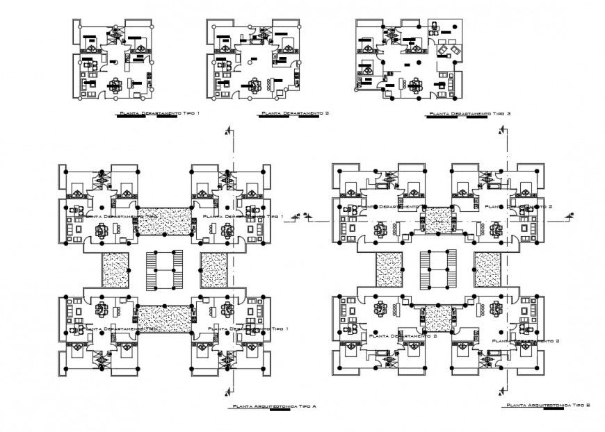 Residential housing apartment floors plan cad drawing details dwg file