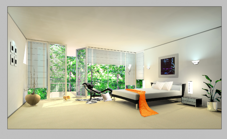 Residential housing bedroom detail elevation 3d model Photoshop file