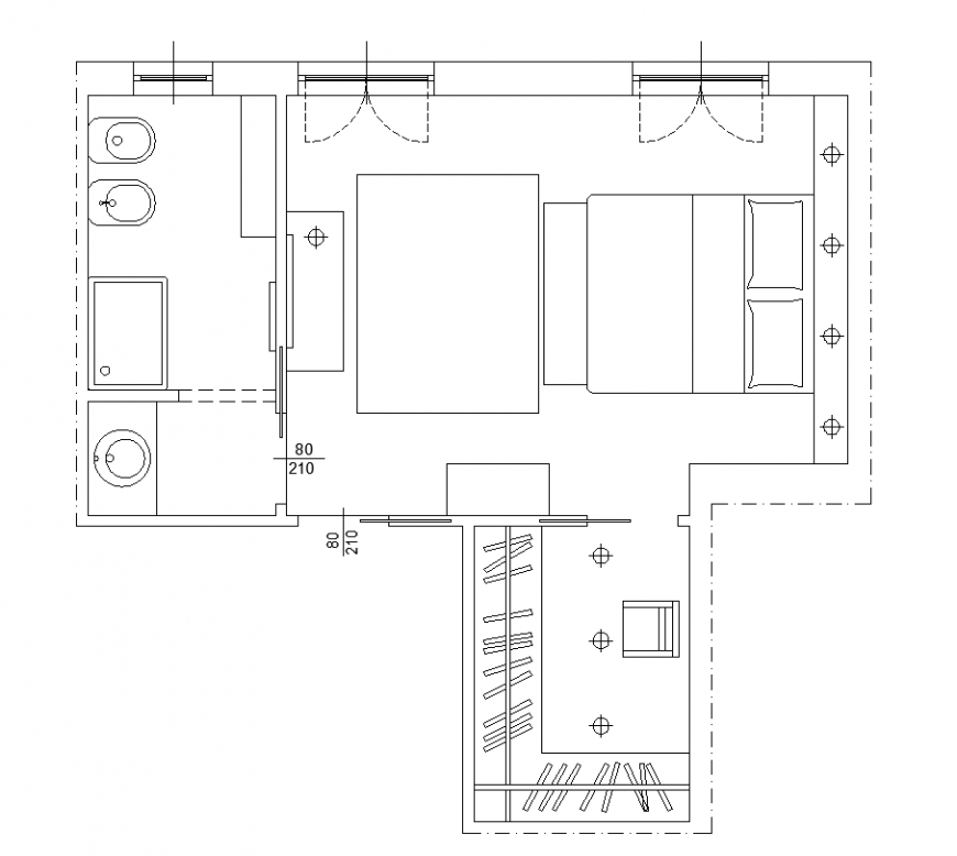 Residential housing detail elevation and plan layout dwg file