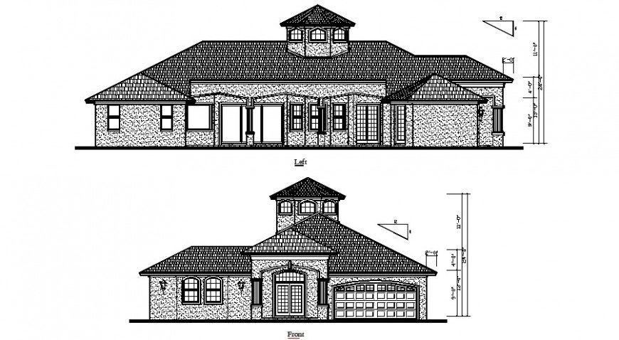 Residential housing detail elevation drawing 2d view autocad file