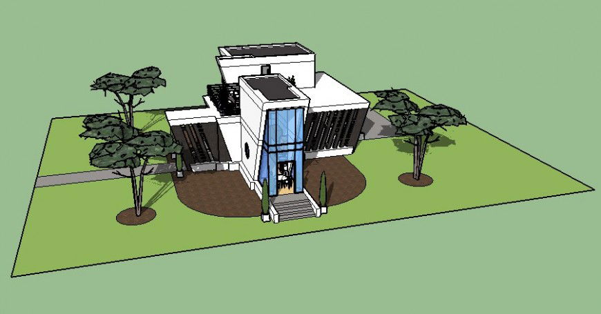 Residential housing drawing 3d model details sketch-up file