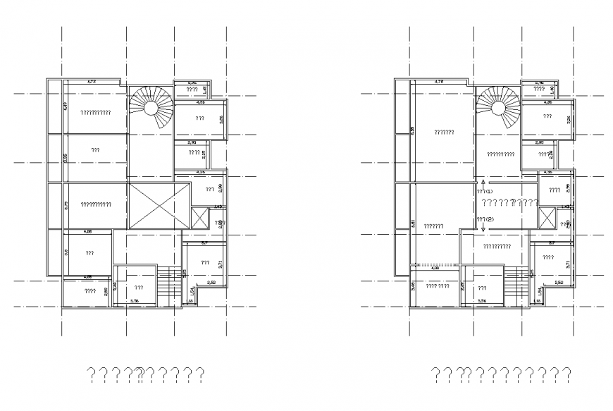 Residential housing structure detail 2d view layout plan