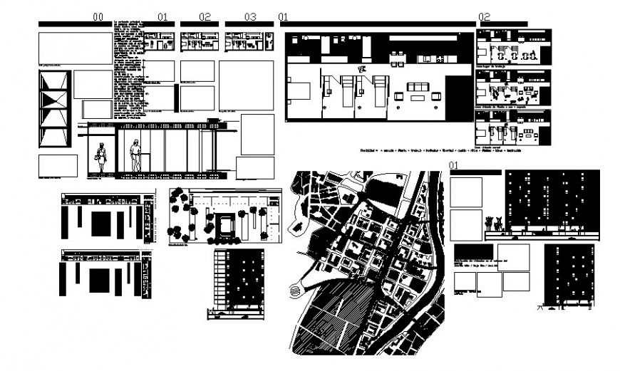 Residential housing units plan and elevation autocad file