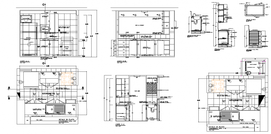 Residential kitchen detail drawing in dwg AutoCAD file.