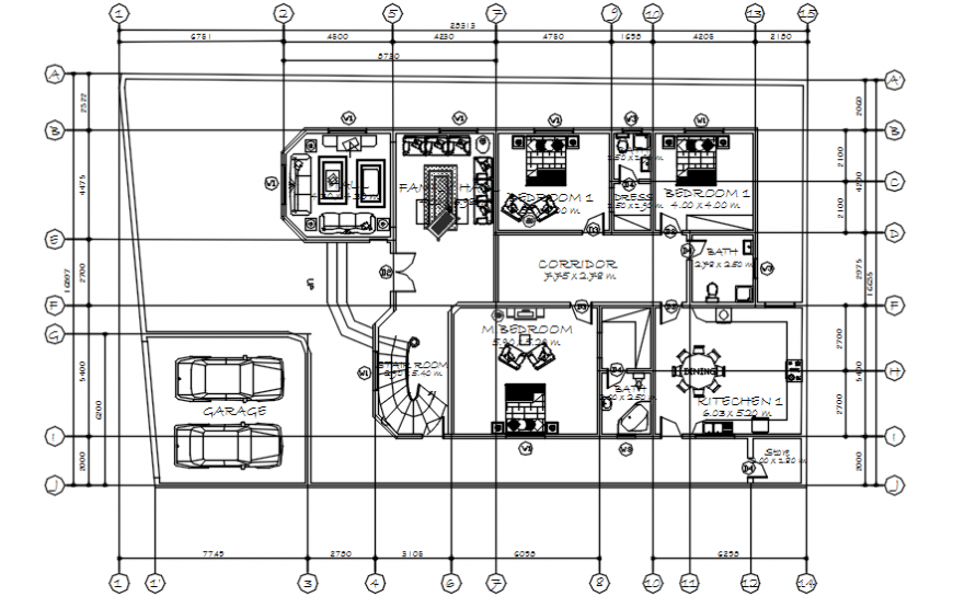 Residential luxuries villa ground floor plan drawing details dwg file