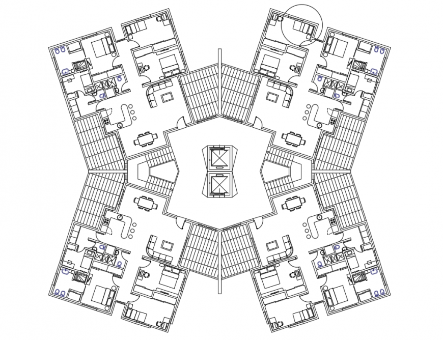 Residential multi family housing apartment building cad drawing details dwg file
