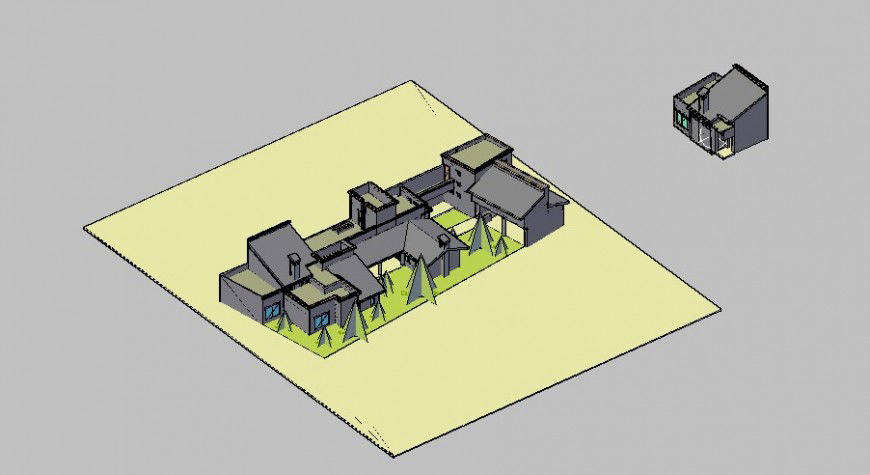 Residential multiple houses 3d model cad drawing details dwg file