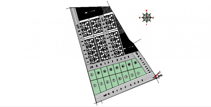 Residential multiple houses plotting and site plan cad drawing details dwg file