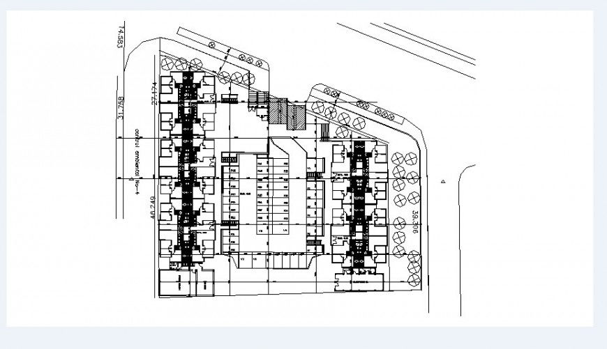 Residential multiple houses plotting and site plan drawing details dwg file