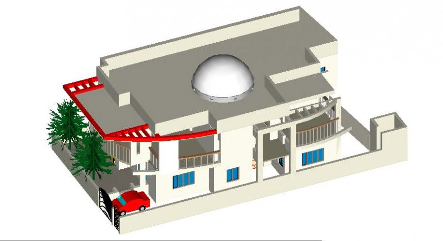 Residential one family house 3d model cad drawing details dwg file