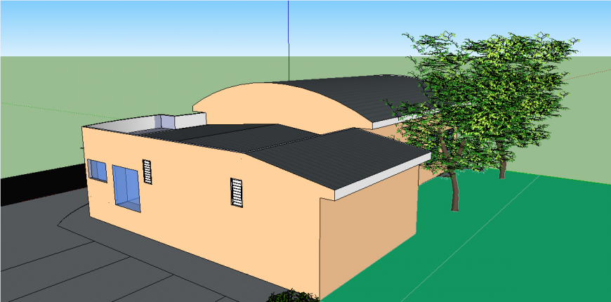 Residential one family house 3d model drawing details dwg file