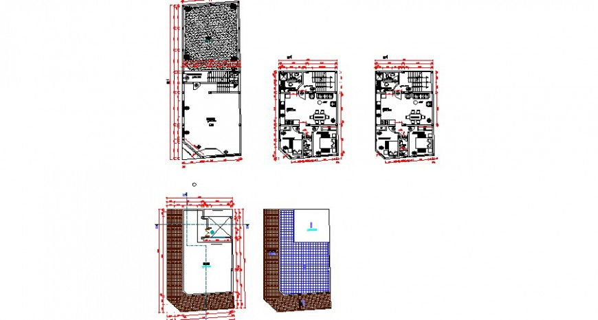 Residential one family house floor plan layout cad drawing details dwg file