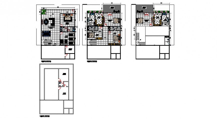 Residential one family house floors distribution plan cad drawing details dwg file
