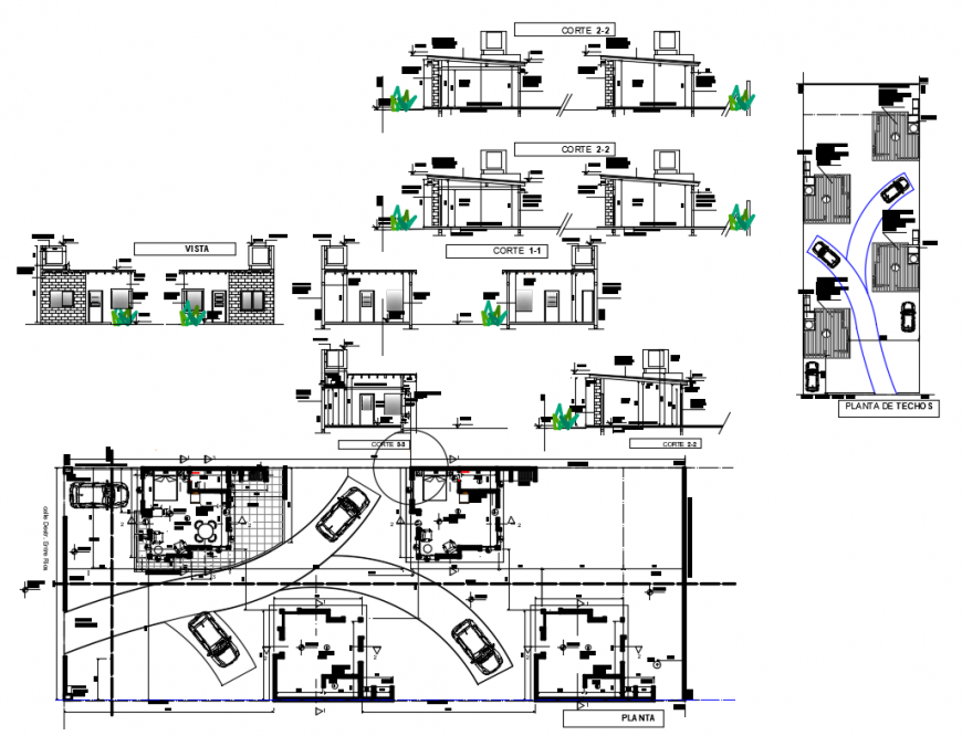 Residential single story house detailed architecture project dwg file