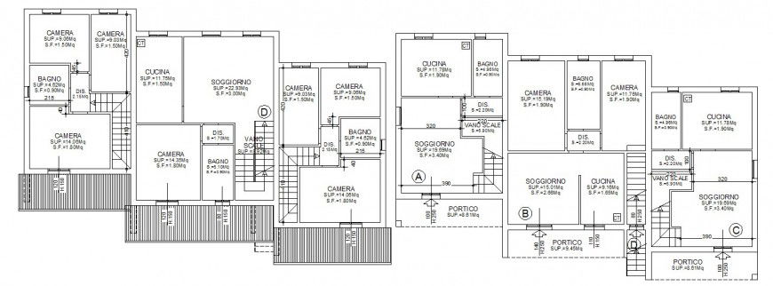 Residential twin house distribution layout plan cad drawing details dwg file
